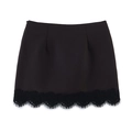 Schwarzer A-Linien Mini-Skort für Damen mit feinem Spitzenbesatz und Seitenreißverschluss - XS / Braun