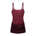 Bourgondische mouwloze camisole top met lovertjes patchwork en slanke baleinstructuur - XS / Bordeauxrood