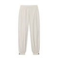 Women's plaid nylon joggers with elastic waist and buttoned cuffs in light grey - Pants