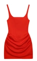 Rode bodycon jurk met vierkante hals mouwloos met plooien en korsetnaden in Franse stijl - S / Dresses / Rood