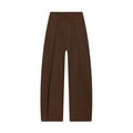 Détails du pantalon ballon marron chocolat à taille haute avec plis élégants - Brun Foncé