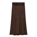 Eleganter dunkelbrauner Plissee-Rock mit hoher Taille und strukturierter Satin-Optik - XS / Kaffeebraun