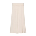 Eleganter A-Linien-Maxirock aus Satin in Champagner-Beige mit hoch taillierten Falten - XS / Beige
