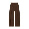 Pantaloni da donna a vita alta marrone scuro, gamba larga con pieghe e taglio a palloncino - XS / Marrone Scuro