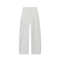 Pantaloni a palloncino bianchi a vita alta con gamba larga e drappeggio elegante - XS / Bianco
