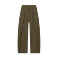 Pantaloni a palloncino a vita alta a gamba larga in verde oliva con pieghe eleganti - XS / verde oliva