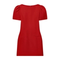 Short red dress with puff sleeves and crew neck on a clean white background - XS / Red