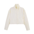Creamy white standing collar lightweight windbreaker jacket with seamless zip front - XS / Off-white
