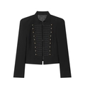 Veste courte noire de style militaire pour femme avec col montant et boutons dorés - XS / Noir