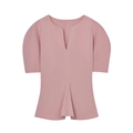 Blusa rosa con maniche a sbuffo e profondo scollo a V con dettaglio a balze sul fondo - XS / Rosa