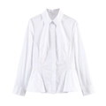 Camisa blanca de manga larga para mujer con cintura entallada y dobladillo peplum - XS / Blanco