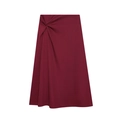 Elegante gonna midi a vita alta rosso vino con dettaglio a torsione e drappeggio raffinato - XS / Borgogna