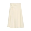 Elegante gonna midi beige a trapezio a vita alta con nodo laterale e dettagli plissettati - XS / Beige