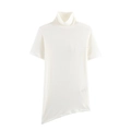 Top bianco minimalista da donna a collo alto con design dell'orlo asimmetrico - S / Bianco Puro