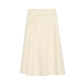 Dettaglio di una gonna midi color crema con nodo in vita e pieghe drappeggiate eleganti - Champagne
