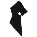 Abito nero monospalla asimmetrico con rifiniture in pizzo e dettaglio cut-out in vita - S / Stampato