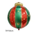 Palloncino a sfera di Natale a strisce rosse e verdi con stelle d'oro, 70x54cm - Palla di Natale