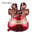 Cartoon Christmas reindeer foil balloon in red and brown colors, 70cm by 48cm size - Reindeer Head