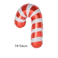 Christmas candy cane shaped foil balloon with red and white stripes, size 74x54cm - Large Red Christmas Candy Cane