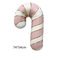 Pink and white candy cane foil balloon with gold stripes for Christmas party decor - Gold Silk Pink Christmas Cane