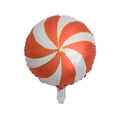 Round peppermint candy style aluminum balloon with red and white festive stripes - Red Round Style