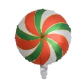 Round Santa peppermint candy aluminum foil balloon with red and green spiral stripes - Red And Green Round Style