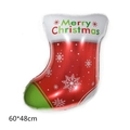 Christmas stocking foil balloon in red and green with snowflake patterns, 60x48cm size - New Christmas Stocking
