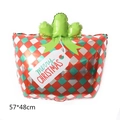 Plaid gift bag Christmas balloon in red and green colors with Merry Christmas tag, 57x48cm - Christmas Gift Box