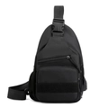 Black tactical sling bag with multi-pocket storage and functional velcro panel - Black