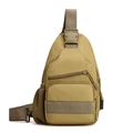 Tactical camouflage chest bag in khaki finish with durable zippers and mesh pockets - Khaki