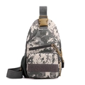 Tactical digital camouflage chest bag with multi-pocket design and mesh side pocket - Grey Camouflage