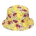 Yellow bucket hat featuring playful cartoon ducks with red sunglasses and all-over print - M (56-58cm) / Yellow Duck with Star Sunglasses (#31)