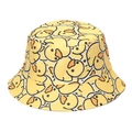 Yellow bucket sun hat featuring cute all-over cartoon duck print for casual wear - M (56-58cm) / Bright Yellow Cartoon Duck Pattern (#32)