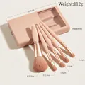 Nude pink 5-piece makeup brush set with mirrored travel case and rose gold metal ferrule - Sky Window Style / Nude Pink (With Window Mirror Case)