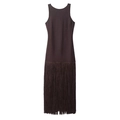 Vestido ajustado sin mangas marrón oscuro con flecos largos para mujeres - XS / Marrón