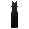 Vestido de cóctel negro ajustado sin mangas con flecos densos para fiestas de gala - XS / Negro