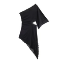 Elegant black one-shoulder dress with lace trim and side cut-out detailing - S / Black