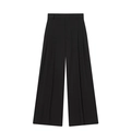 Eleganti pantaloni neri a vita alta a gamba larga con pieghe e silhouette sartoriale - XS / Nero