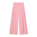 Pantaloni da donna a vita alta e gamba larga in rosa chiaro con eleganti pieghe - XS / Rosa