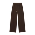 Women's wide-leg drawstring pants in deep brown with comfortable high elastic waist - S / Bottoms / Coffee