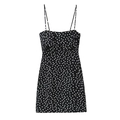 Klassisches schwarz-weiß gepunktetes Minikleid mit Spaghettiträgern und Rüschendetails - XS / Schwarz Weiß Gepunktet