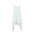Abito sottoveste bianco in pizzo con texture setosa e orlo a balze asimmetrico a strati - S / Bianco