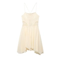 Vestido beige de tirantes finos con bordado de encaje y dobladillo irregular en blanco - XS / Beige