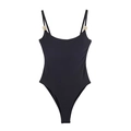 Body nero sexy da donna con spalline sottili e dettaglio anello in metallo dorato - S / Nero