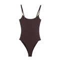 Body marrone cioccolato con spalline sottili e anelli metallici a spirale dorati - S / Marrone