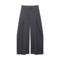 Pantalon large à taille haute pour femme, gris foncé rayé avec détails plissés élégants - XS / Gris foncé