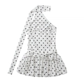 Polka dot halter neck mini dress with neck tie and matching waist bow in white and black - S / White Polka Dot