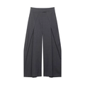 Pantalon large gris foncé à rayures pour femmes avec design plissé asymétrique - XS / gris foncé