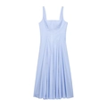 Elegante vestido vintage azul claro sin mangas con escote cuadrado y amplio dobladillo - XS / Azul claro