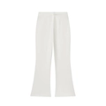 Detailansicht der weißen Schlaghose mit hoher Taille und fließendem Premium-Stoff - XS / Weiße Hose